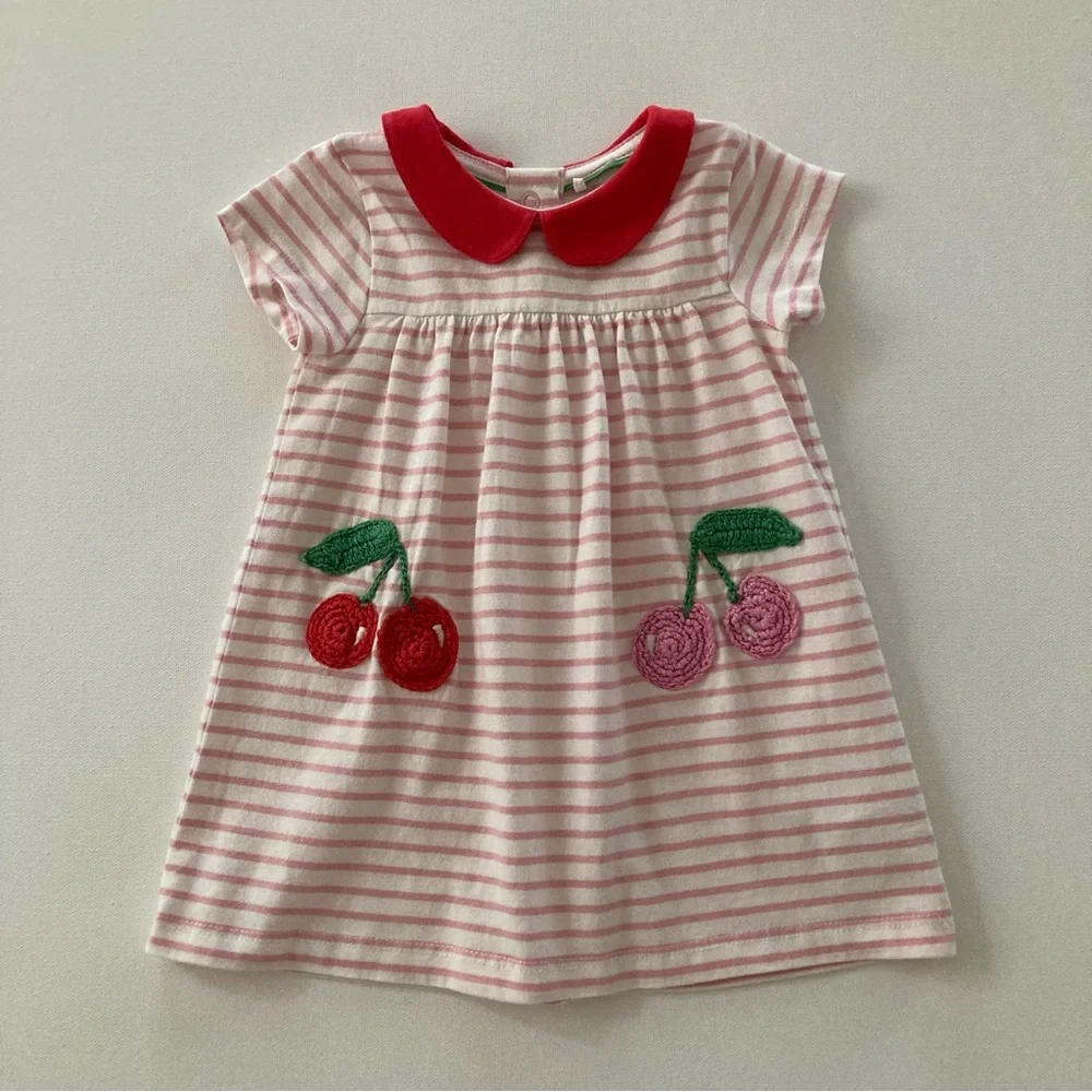 Baby Boden Girl 3-6 Months Collared Cherry Dress Spring Summer